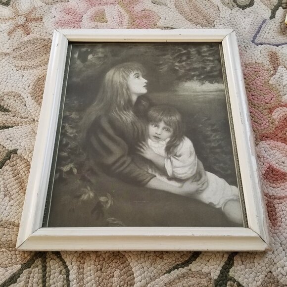 Antique Sisters Print in Old Frame with Glass - Picture 2 of 7